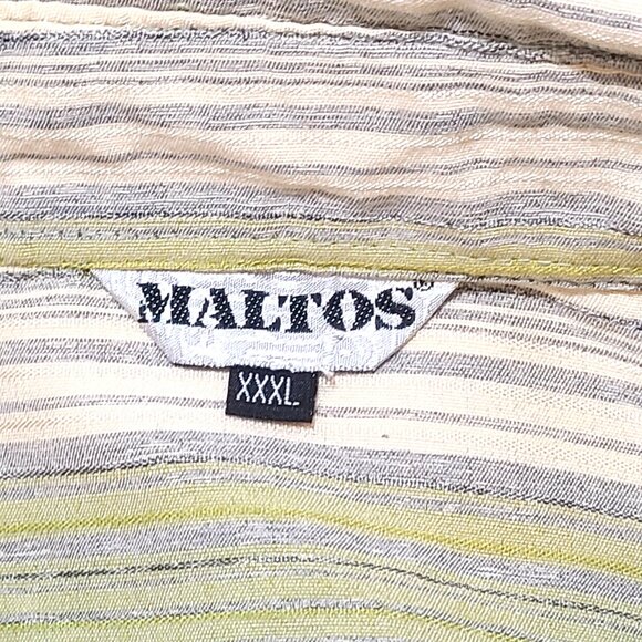 3XL Maltos Green Stripe French Cuff Button Down Collar Dress Shirt - Picture 8 of 10